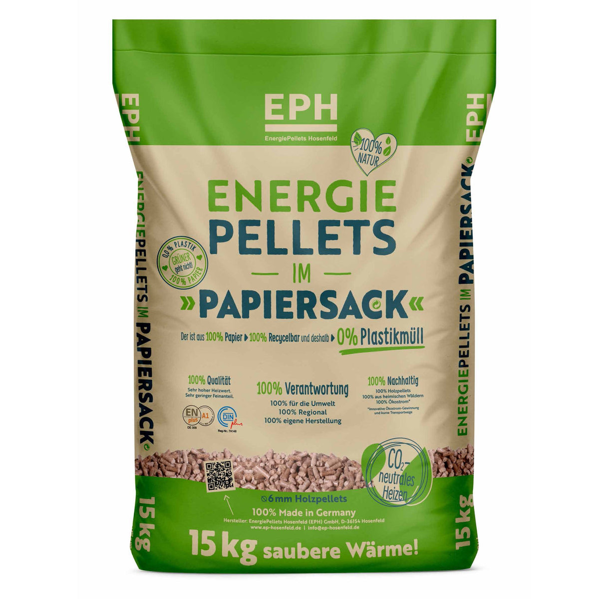 Deutsche Nadelholz-Pellets "EPH" im Papier-Sack ab Lager | Selbstabholung | 15 kg