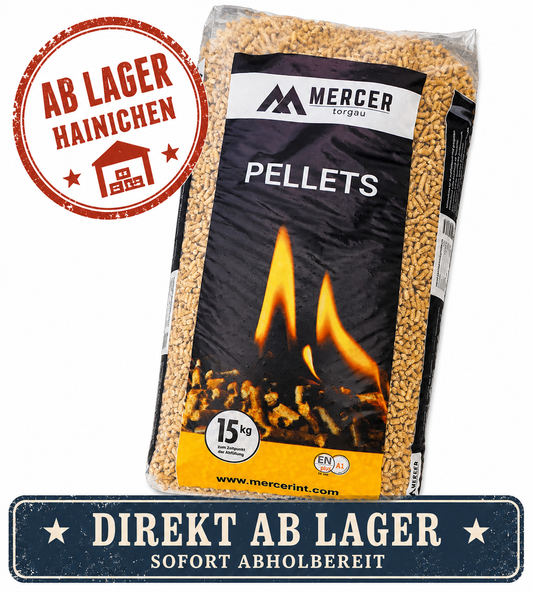 Deutsche Nadelholz-Pellets Mercer Torgau ab Lager | Selbstabholung | 15 kg | P15MercLag.1